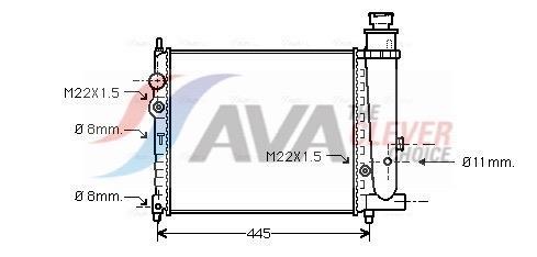 Radiateur moteur (Radiateur de refroidissement) AVA Deutschland GmbH ref. PE2073