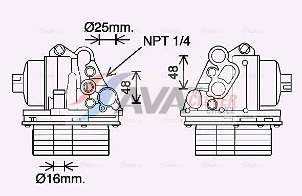 Radiateur d'huile moteur (Refroidisseur d'huile moteur) AVA Deutschland GmbH ref. PE3400H