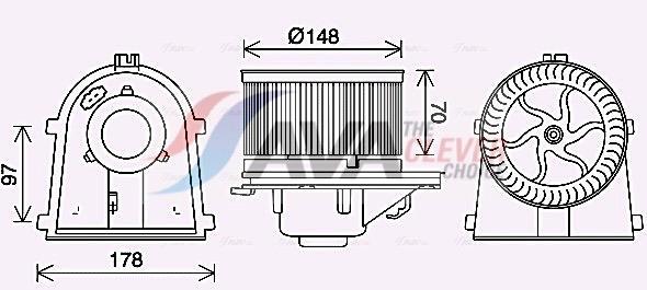 Pulseur d'air habitacle (Ventilateur habitacle) AVA Deutschland GmbH ref. VN8408