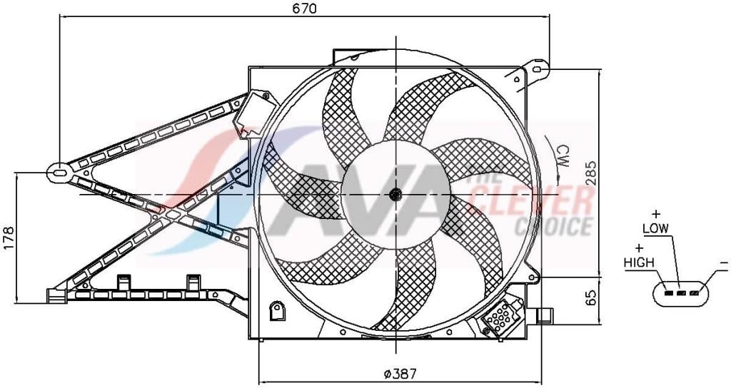 Ventilateur de refroidissement du moteur (Motoventilateur) AVA Deutschland GmbH OL7509