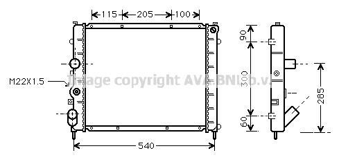 Radiateur moteur (Radiateur de refroidissement) AVA Deutschland GmbH RT2215
