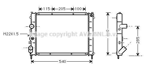 Radiateur moteur (Radiateur de refroidissement) AVA Deutschland GmbH RT2231