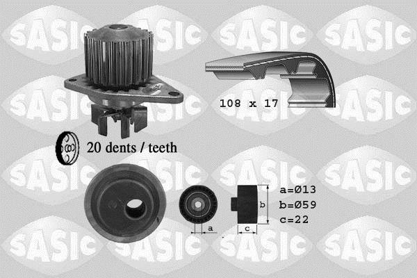 Pompe à eau + kit de courroie de distribution (Kit courroie de distribution) SASIC ref. 3900021