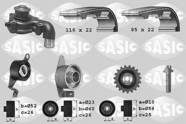 Pompe à eau + kit de courroie de distribution (Kit courroie de distribution) SASIC ref. 3906011