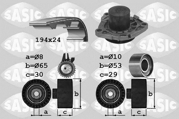 Pompe à eau + kit de courroie de distribution (Kit courroie de distribution) SASIC ref. 3906034