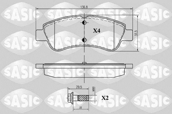 Jeu de 4 plaquettes de frein SASIC ref. 6210012