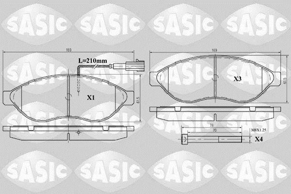 Jeu de 4 plaquettes de frein SASIC ref. 6210021