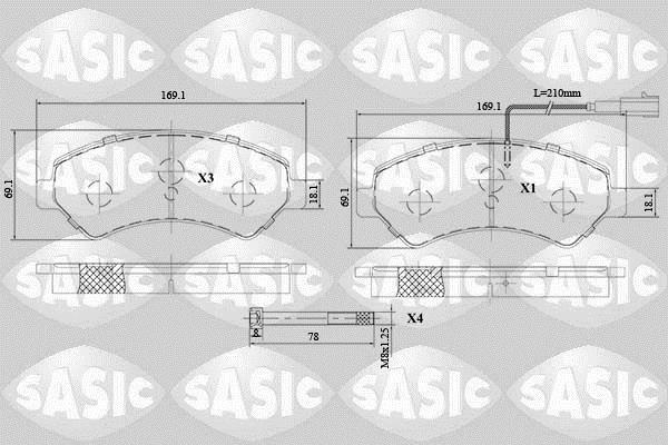 Jeu de 4 plaquettes de frein SASIC ref. 6210069