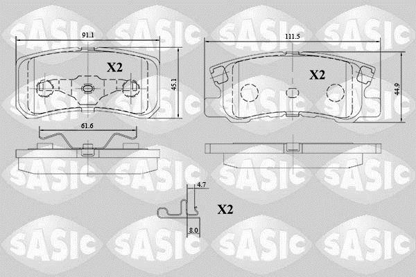 Jeu de 4 plaquettes de frein SASIC ref. 6210071