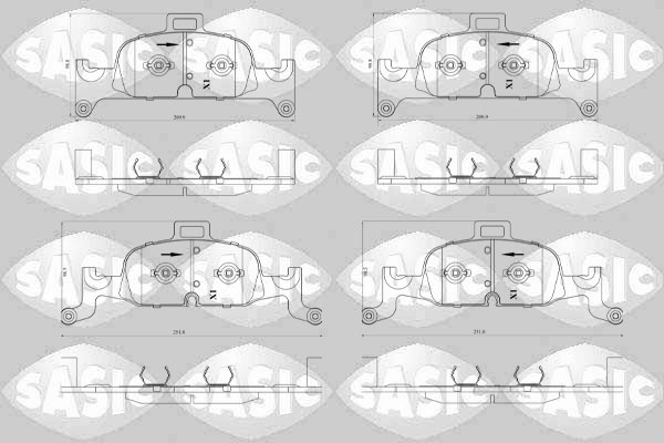 Jeu de 4 plaquettes de frein SASIC 6210112