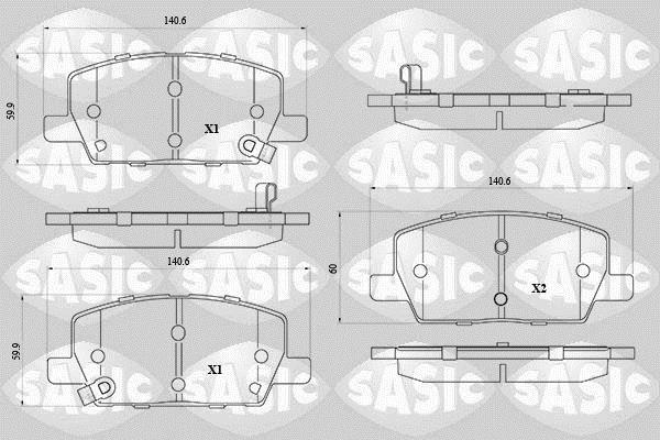 Jeu de 4 plaquettes de frein SASIC ref. 6210116