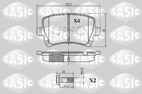 Jeu de 4 plaquettes de frein SASIC ref. 6216003