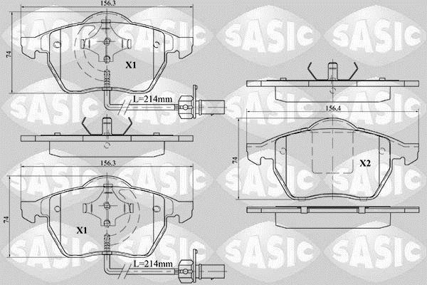 Jeu de 4 plaquettes de frein SASIC ref. 6216013