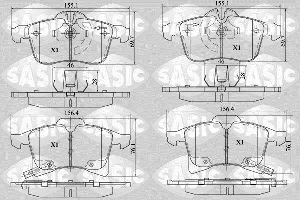 Jeu de 4 plaquettes de frein SASIC ref. 6216014