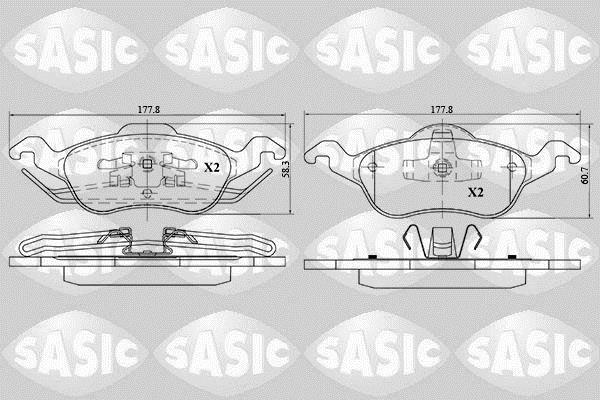 Jeu de 4 plaquettes de frein SASIC ref. 6216018