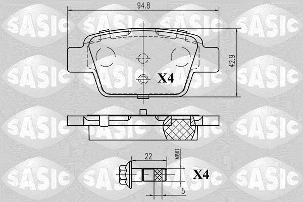 Jeu de 4 plaquettes de frein SASIC ref. 6216065