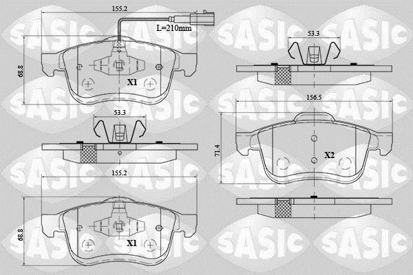 Jeu de 4 plaquettes de frein SASIC ref. 6216078