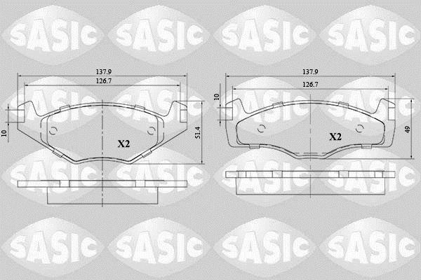 Jeu de 4 plaquettes de frein SASIC ref. 6216102