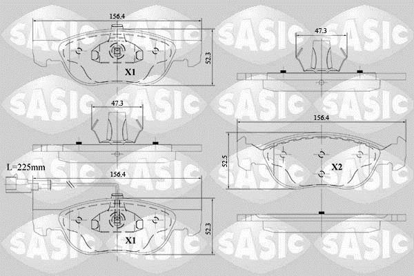 Jeu de 4 plaquettes de frein SASIC ref. 6216150