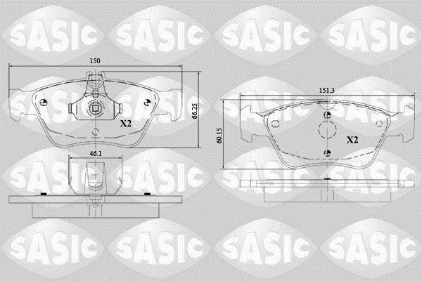 Jeu de 4 plaquettes de frein SASIC ref. 6216151
