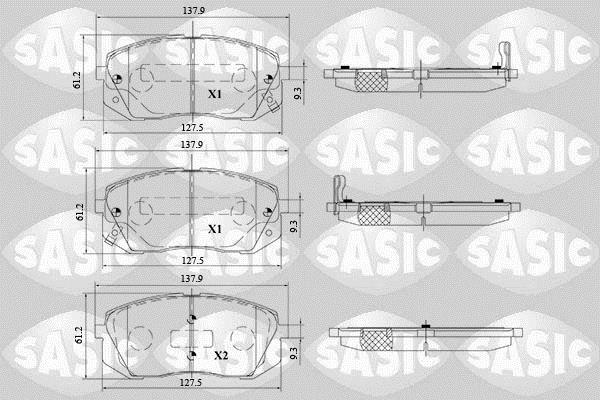 Jeu de 4 plaquettes de frein SASIC ref. 6216157