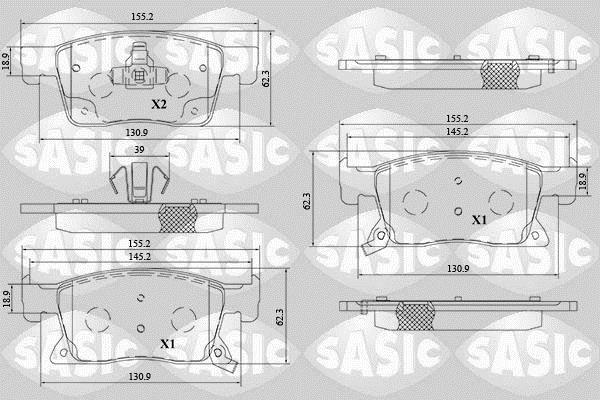 Jeu de 4 plaquettes de frein SASIC ref. 6216207