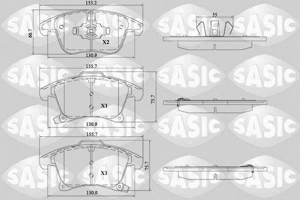 Jeu de 4 plaquettes de frein SASIC ref. 6216212