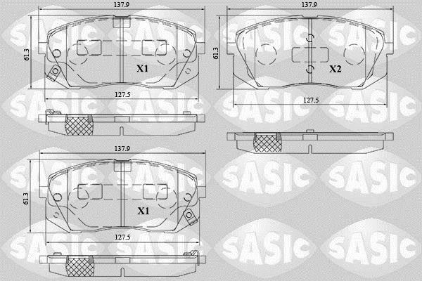 Jeu de 4 plaquettes de frein SASIC ref. 6216214