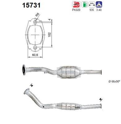 Catalyseur (Pot catalytique) AS ref. 15731