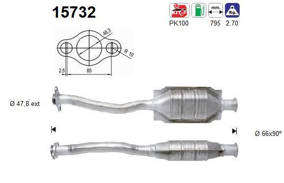 Catalyseur (Pot catalytique) AS ref. 15732