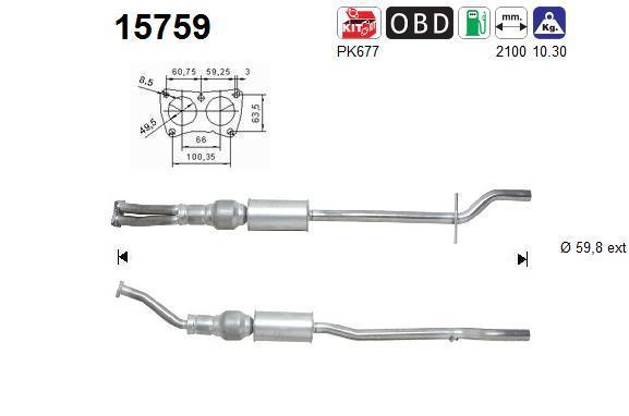 Catalyseur (Pot catalytique) AS ref. 15759