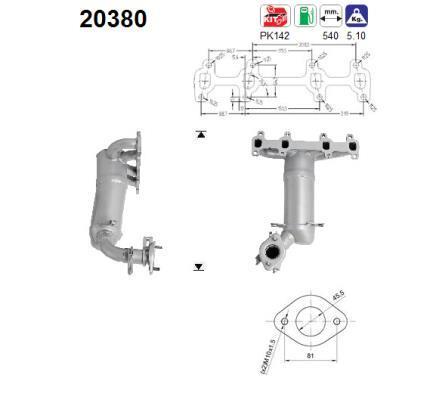 Catalyseur (Pot catalytique) AS ref. 20380