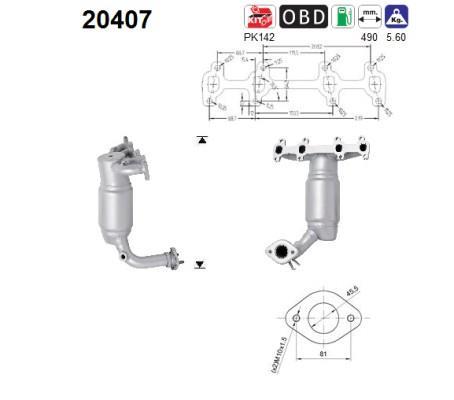 Catalyseur (Pot catalytique) AS ref. 20407