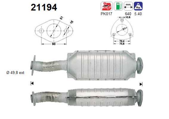 Catalyseur (Pot catalytique) AS ref. 21194