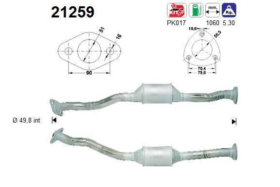 Catalyseur (Pot catalytique) AS ref. 21259