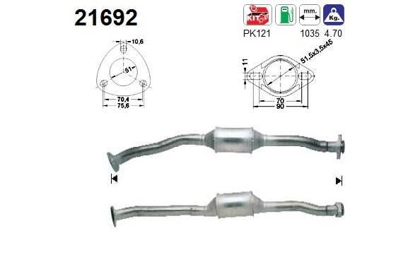 Catalyseur (Pot catalytique) AS ref. 21692