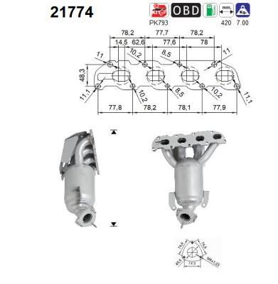 Catalyseur (Pot catalytique) AS ref. 21774