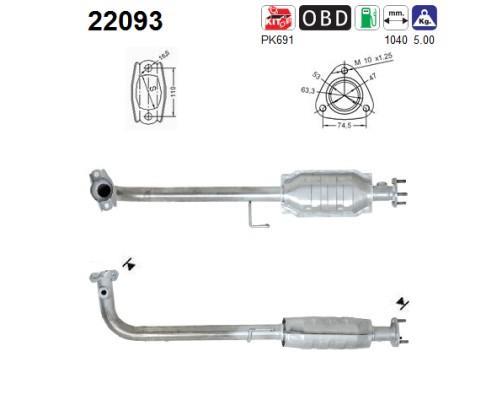 Catalyseur (Pot catalytique) AS ref. 22093