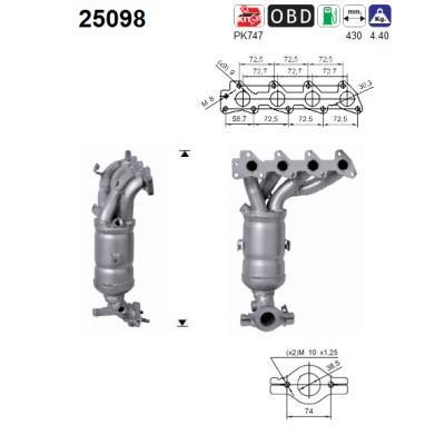 Catalyseur (Pot catalytique) AS ref. 25098