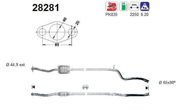 Catalyseur (Pot catalytique) AS ref. 28281