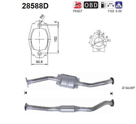 Catalyseur (Pot catalytique) AS ref. 28588D