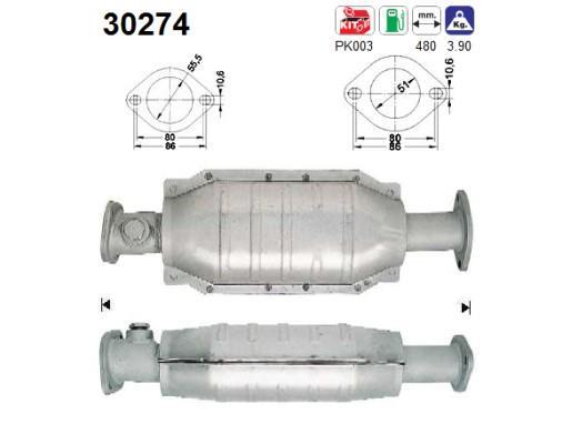 Catalyseur (Pot catalytique) AS ref. 30274