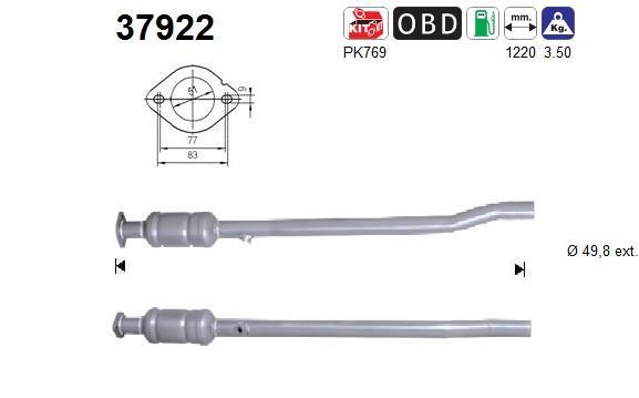 Catalyseur (Pot catalytique) AS ref. 37922