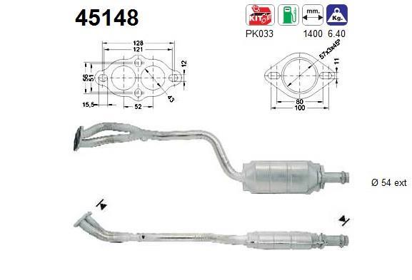 Catalyseur (Pot catalytique) AS ref. 45148