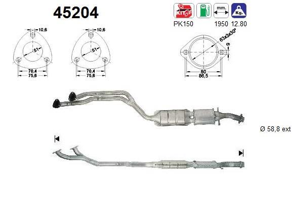 Catalyseur (Pot catalytique) AS ref. 45204