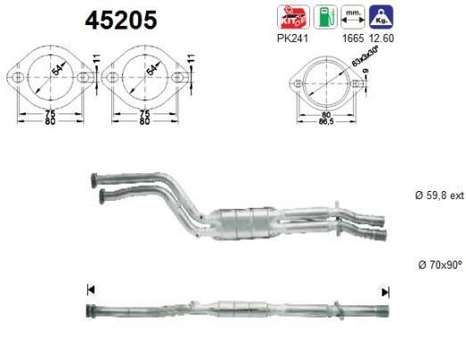 Catalyseur (Pot catalytique) AS ref. 45205