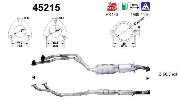 Catalyseur (Pot catalytique) AS 45215