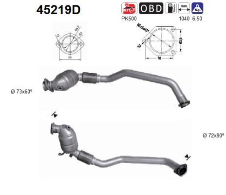 Catalyseur (Pot catalytique) AS ref. 45219D