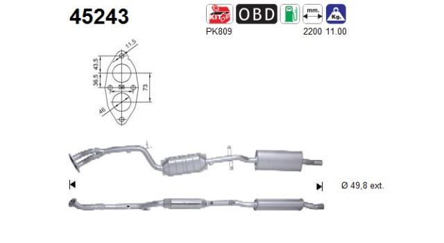 Catalyseur (Pot catalytique) AS 45243