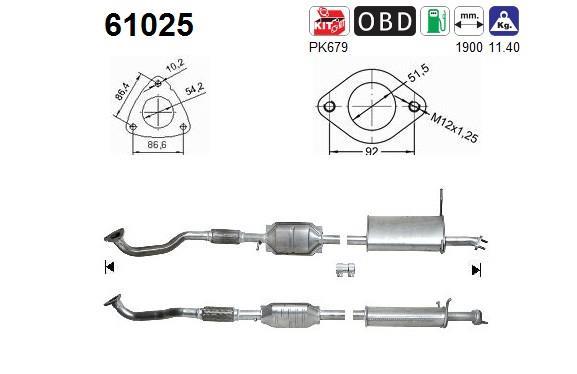 Catalyseur (Pot catalytique) AS ref. 61025